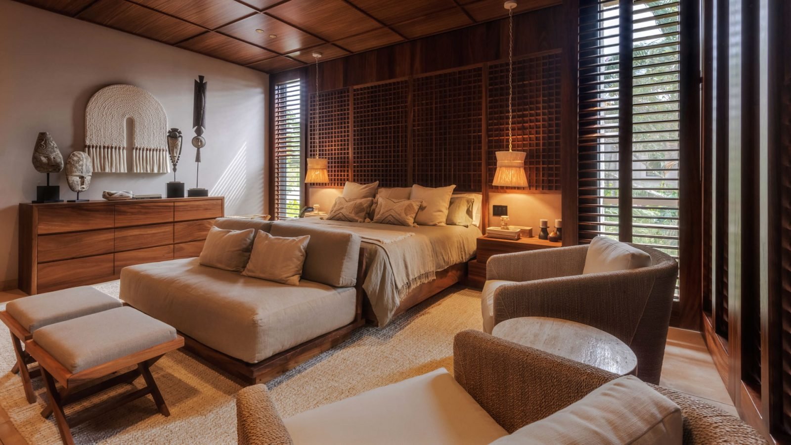 Master bedroom of an interior design project photographed for the studio’s web portfolio